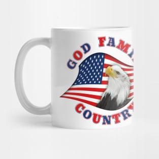 Patriotic GOD FAMILY COUNTRY with Eagle on Ameican Flag Mug